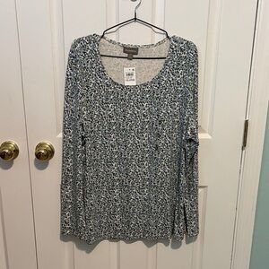 Style & Co. Green and Lilac  Floral Long Sleeve Top